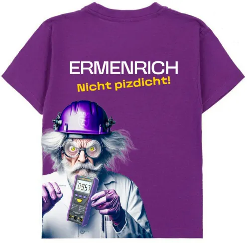 Фирменная футболка Ermenrich «Nicht pizdicht! Сумасшедший электрик», фиолетовая, размер XL, фото 2