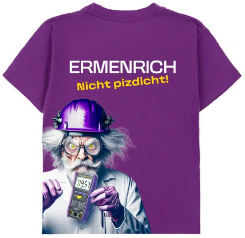 Фирменная футболка Ermenrich «Nicht pizdicht! Сумасшедший электрик», фиолетовая, размер L, фото 2