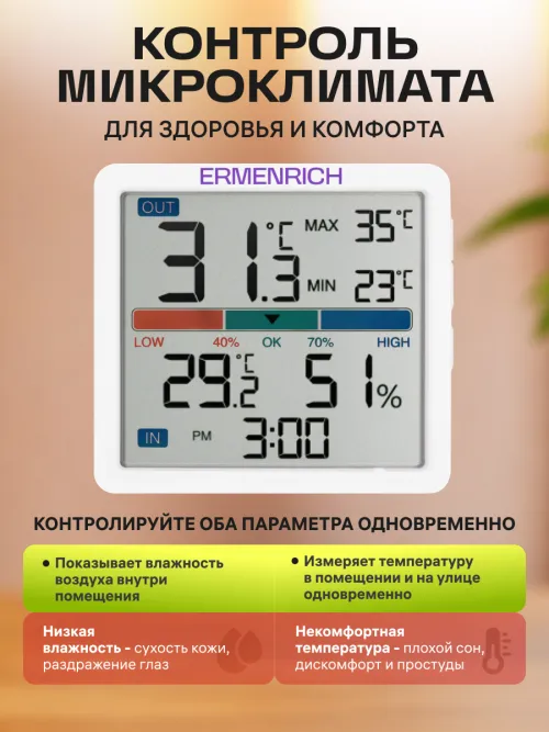Термогигрометр Ermenrich Report WR10, фото 9